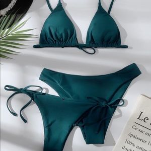 3pack Triangle Tie Side Thong Bikini Swimsuit